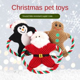 Christmas pet plush toys dog voice toys grinding teeth resistant toys cat toy cartoon cotton rope toy-P