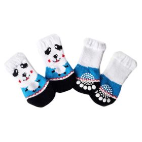 4 Pcs Indoor s Dogs Knitted Socks Blue panda Dog Paw Protection Foot Covers Scratch Dirt Resistant Puppy Teddy Corgi Pet Shoes