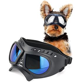 Dog Glasses for Small Breed Dog Goggles UV Sunglasses Windproof Snowproof for Long Snout Dogs Mask Soft Frame Adjustable Straps Black for S/M Dogs