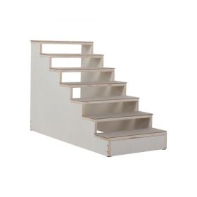 7-Tier Pet Stair Portable Pet Ramp Pet Furniture Dog Ladder with Felt Pad Non-Slip Mat for Couch Sofa High Bed Natural