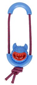 Pet Life Sling-Away Treat Dispensing Launcher With Natural Jute, Squeak Rubberized Dog Toy-M