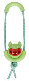 Pet Life Sling-Away Treat Dispensing Launcher With Natural Jute, Squeak Rubberized Dog Toy-L