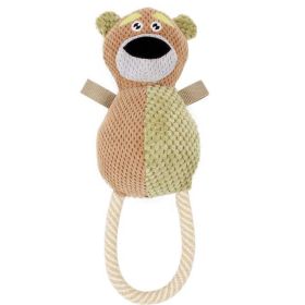 Pet Life Plush Huggabear Natural Jute And Squeak Chew Tugging Dog Toy-W