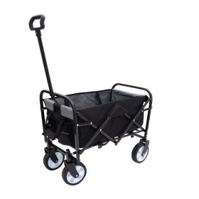 Collapsible Foldable Wagon Cart with strapping system Beach Wagon Utility Cart Wagon Camping Shopping Sports Supports 225lbs All-Terrain Wheels black