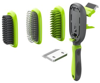 Pet Life 'Conversion' 5-in-1 Interchangeable Dematting & Deshedding Bristle Pin & Massage Grooming Pet Comb