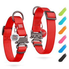 Waterproof Dog Collar Adjustable for L/M/S Dogs Heavy Duty Collar with Durable Metal Clasp 10-16 inch Neck x 4/5 inch Wide Red Color