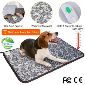 27.6x17.7in Pet Heating Pad Dog  Electric Heating Mat Waterproof Adjustable Warming Blanket with Chew Resistant Steel Cord Case
