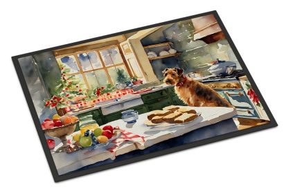 Airedale Terrier Christmas Cookies Doormat Front Door Mat Indoor Outdoor Rugs for Entryway, Non Slip Washable Low Pile, 18H X 27W -D