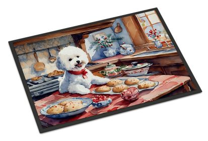 Bichon Frise Christmas Cookies Doormat Front Door Mat Indoor Outdoor Rugs for Entryway, Non Slip Washable Low Pile, 18H X 27W -L