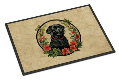 Labrador Retriever Christmas Flowers Doormat Front Door Mat Indoor Outdoor Rugs for Entryway, Non Slip Washable Low Pile, 18H X 27W -K