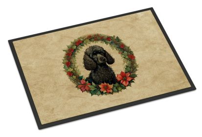 Poodle Christmas Flowers Doormat Front Door Mat Indoor Outdoor Rugs for Entryway, Non Slip Washable Low Pile, 18H X 27W -J