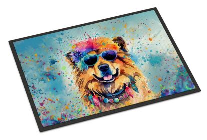 Chow Chow Hippie Dawg Doormat Front Door Mat Indoor Outdoor Rugs for Entryway, Non Slip Washable Low Pile, 18H X 27W -M