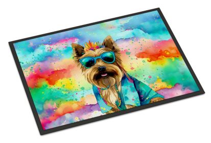 Cairn Terrier Hippie Dawg Doormat Front Door Mat Indoor Outdoor Rugs for Entryway, Non Slip Washable Low Pile, 18H X 27W -D