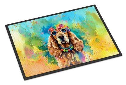 Cocker Spaniel Hippie Dawg Doormat Front Door Mat Indoor Outdoor Rugs for Entryway, Non Slip Washable Low Pile, 18H X 27W -J