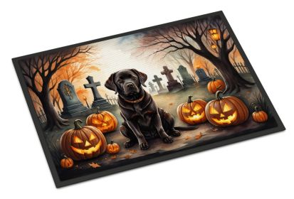 Chocolate Labrador Retriever Spooky Halloween Doormat Front Door Mat Indoor Outdoor Rugs for Entryway, Non Slip Washable Low Pile, 18H X 27W -B
