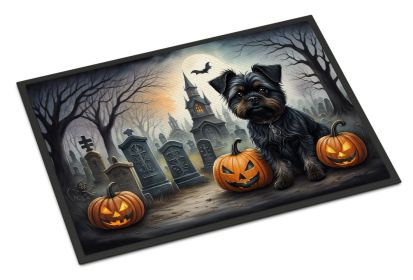 Affenpinscher Spooky Halloween Doormat Front Door Mat Indoor Outdoor Rugs for Entryway, Non Slip Washable Low Pile, 18H X 27W -F