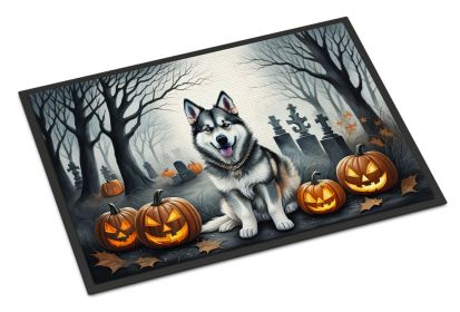 Alaskan Malamute Spooky Halloween Doormat Front Door Mat Indoor Outdoor Rugs for Entryway, Non Slip Washable Low Pile, 18H X 27W -B
