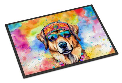 Hippie Dawg Doormat Front Door Mat Indoor Outdoor Rugs for Entryway, Non Slip Washable Low Pile, 18H X 27W -K