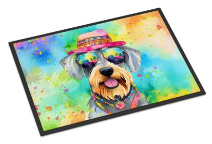 Schnauzer Hippie Dawg Doormat Front Door Mat Indoor Outdoor Rugs for Entryway, Non Slip Washable Low Pile, 18H X 27W -C