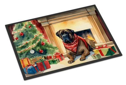 Bullmastiff Cozy Christmas Doormat Front Door Mat Indoor Outdoor Rugs for Entryway, Non Slip Washable Low Pile, 18H X 27W -F