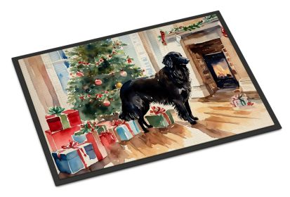 Flat-Coated Retriever Cozy Christmas Doormat Front Door Mat Indoor Outdoor Rugs for Entryway, Non Slip Washable Low Pile, 18H X 27W -C
