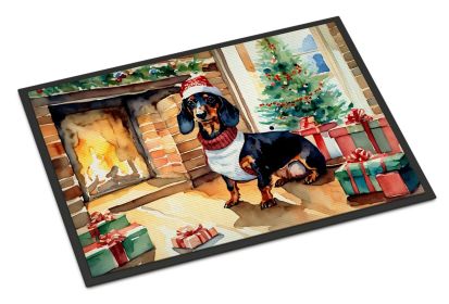 Dachshund Cozy Christmas Doormat Front Door Mat Indoor Outdoor Rugs for Entryway, Non Slip Washable Low Pile, 18H X 27W -F