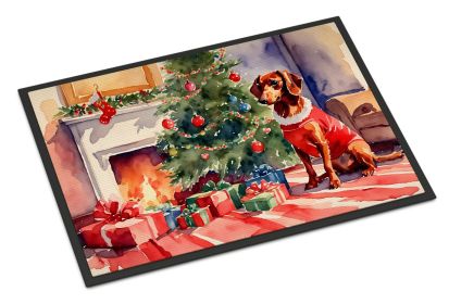 Dachshund Cozy Christmas Doormat Front Door Mat Indoor Outdoor Rugs for Entryway, Non Slip Washable Low Pile, 18H X 27W -G