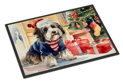 Havanese Cozy Christmas Doormat Front Door Mat Indoor Outdoor Rugs for Entryway, Non Slip Washable Low Pile, 18H X 27W -E