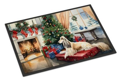 Afghan Hound Cozy Christmas Doormat Front Door Mat Indoor Outdoor Rugs for Entryway, Non Slip Washable Low Pile, 18H X 27W -K