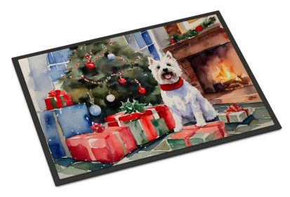 Westie Cozy Christmas Doormat Front Door Mat Indoor Outdoor Rugs for Entryway, Non Slip Washable Low Pile, 18H X 27W -G