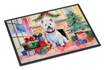 Westie Cozy Christmas Doormat Front Door Mat Indoor Outdoor Rugs for Entryway, Non Slip Washable Low Pile, 18H X 27W -F