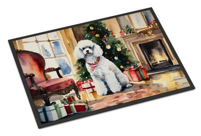 Poodle Cozy Christmas Doormat Front Door Mat Indoor Outdoor Rugs for Entryway, Non Slip Washable Low Pile, 18H X 27W -C