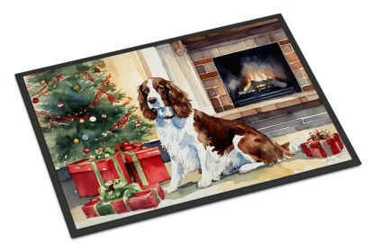 Welsh Springer Spaniel Cozy Christmas Doormat Front Door Mat Indoor Outdoor Rugs for Entryway, Non Slip Washable Low Pile, 18H X 27W -D
