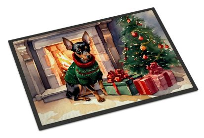 Miniature Pinscher Cozy Christmas Doormat Front Door Mat Indoor Outdoor Rugs for Entryway, Non Slip Washable Low Pile, 18H X 27W -M