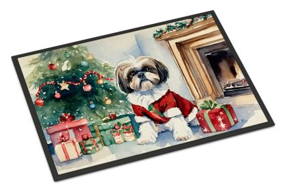 Shih Tzu Cozy Christmas Doormat Front Door Mat Indoor Outdoor Rugs for Entryway, Non Slip Washable Low Pile, 18H X 27W -A