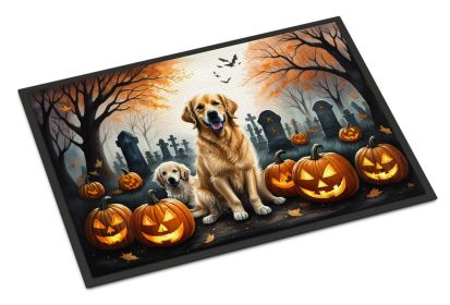 Golden Retriever Spooky Halloween Doormat Front Door Mat Indoor Outdoor Rugs for Entryway, Non Slip Washable Low Pile, 18H X 27W -J