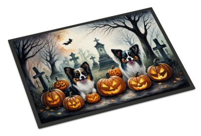 Papillon Spooky Halloween Doormat Front Door Mat Indoor Outdoor Rugs for Entryway, Non Slip Washable Low Pile, 18H X 27W -C