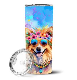 Pomeranian Hippie Dawg Stainless Steel Skinny Tumbler Vacuum Double Walled Reusable Insulated Travel Cup for Coffee with Lid, 20 oz -J