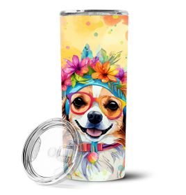 Chihuahua Hippie Dawg Stainless Steel Skinny Tumbler Vacuum Double Walled Reusable Insulated Travel Cup for Coffee with Lid, 20 oz -G
