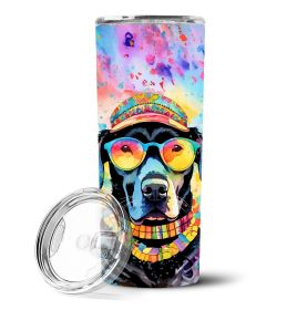 Black Labrador Hippie Dawg Stainless Steel Skinny Tumbler Vacuum Double Walled Reusable Insulated Travel Cup for Coffee with Lid, 20 oz -B