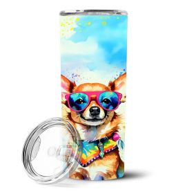Chihuahua Hippie Dawg Stainless Steel Skinny Tumbler Vacuum Double Walled Reusable Insulated Tumbler Travel Cup Coffee Cocktails Lid 20 oz