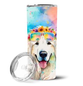 Great Pyrenees Hippie Dawg Stainless Steel Skinny Tumbler Vacuum Double Walled Reusable Insulated Travel Cup for Coffee with Lid, 20 oz -M