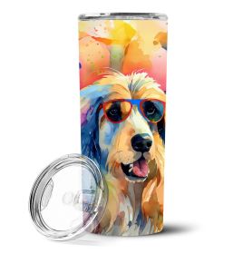 Afghan Hound Hippie Dawg Stainless Steel Skinny Tumbler Vacuum Double Walled Reusable Insulated Tumbler Travel Cup Coffee Cocktails Lid 20 oz
