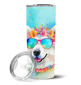 Samoyed Hippie Dawg Stainless Steel Skinny Tumbler Vacuum Double Walled Reusable Insulated Travel Cup for Coffee with Lid, 20 oz -L