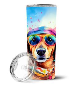 Dachshund Hippie Dawg Stainless Steel Skinny Tumbler Vacuum Double Walled Reusable Insulated Tumbler Travel Cup Coffee Cocktails Lid 20 oz
