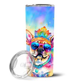 Pug Hippie Dawg Stainless Steel Skinny Tumbler Vacuum Double Walled Reusable Insulated Travel Cup for Coffee with Lid, 20 oz -I