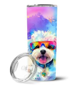 Bichon Frise Hippie Dawg Stainless Steel Skinny Tumbler Vacuum Double Walled Reusable Insulated Travel Cup for Coffee with Lid, 20 oz -A