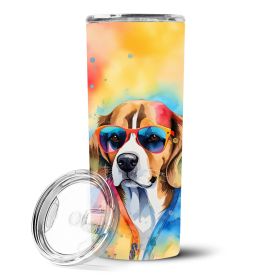 Beagle Hippie Dawg Stainless Steel Skinny Tumbler Vacuum Double Walled Reusable Insulated Tumbler Travel Cup Coffee Cocktails Lid 20 oz
