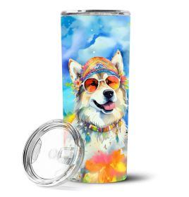 Alaskan Malamute Hippie Dawg Stainless Steel Skinny Tumbler Vacuum Double Walled Reusable Insulated Tumbler Travel Cup Coffee Cocktails Lid 20 oz