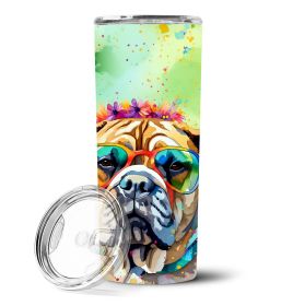 Bullmastiff Hippie Dawg Stainless Steel Skinny Tumbler Vacuum Double Walled Reusable Insulated Tumbler Travel Cup Coffee Cocktails Lid 20 oz